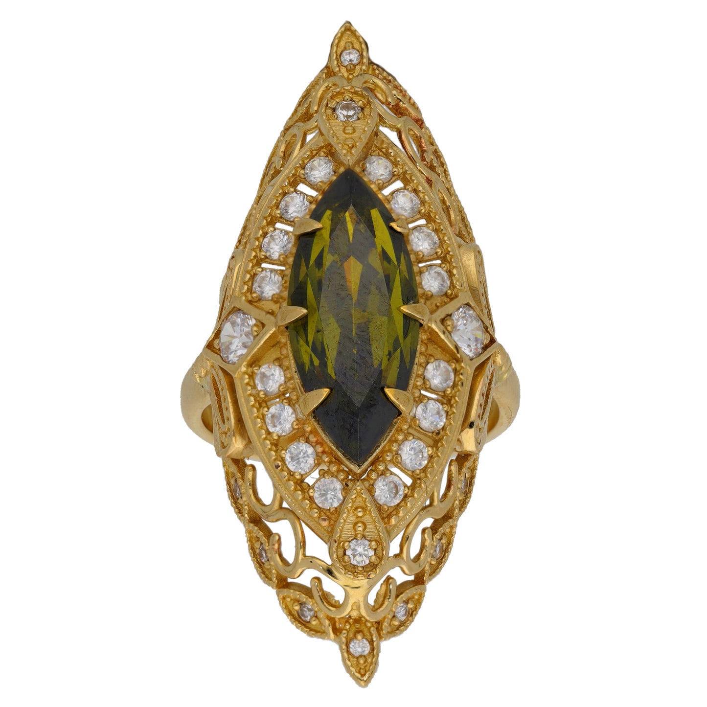 14ct Gold Imitation Gems Dress/Cocktail Ring Size R