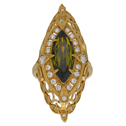 14ct Gold Imitation Gems Dress/Cocktail Ring Size R