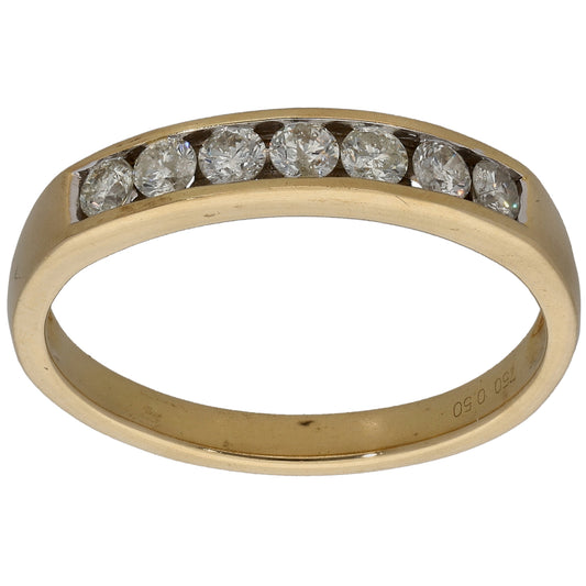 18ct Gold 0.50ct Diamond Half Eternity Ring Size T