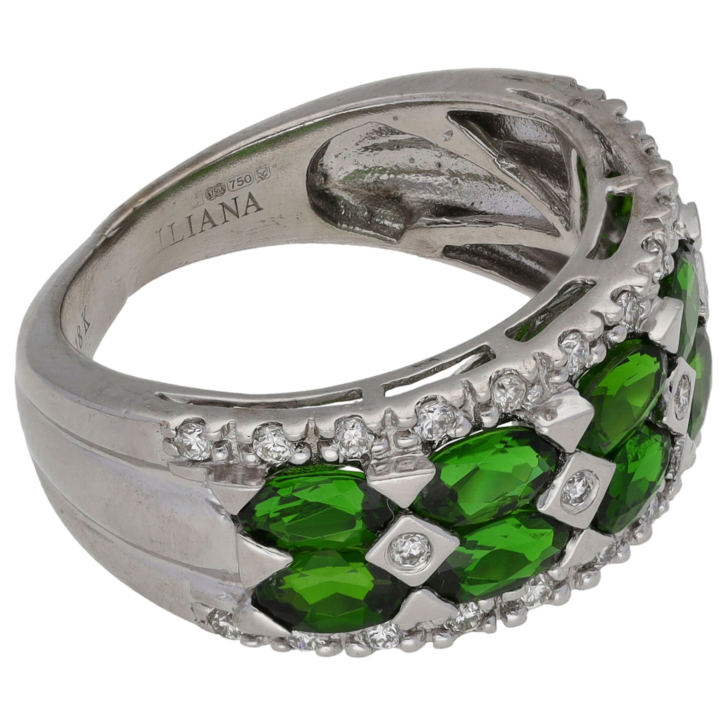18ct White Gold 0.28ct Diamond & Diopside Dress/Cocktail Ring Size N