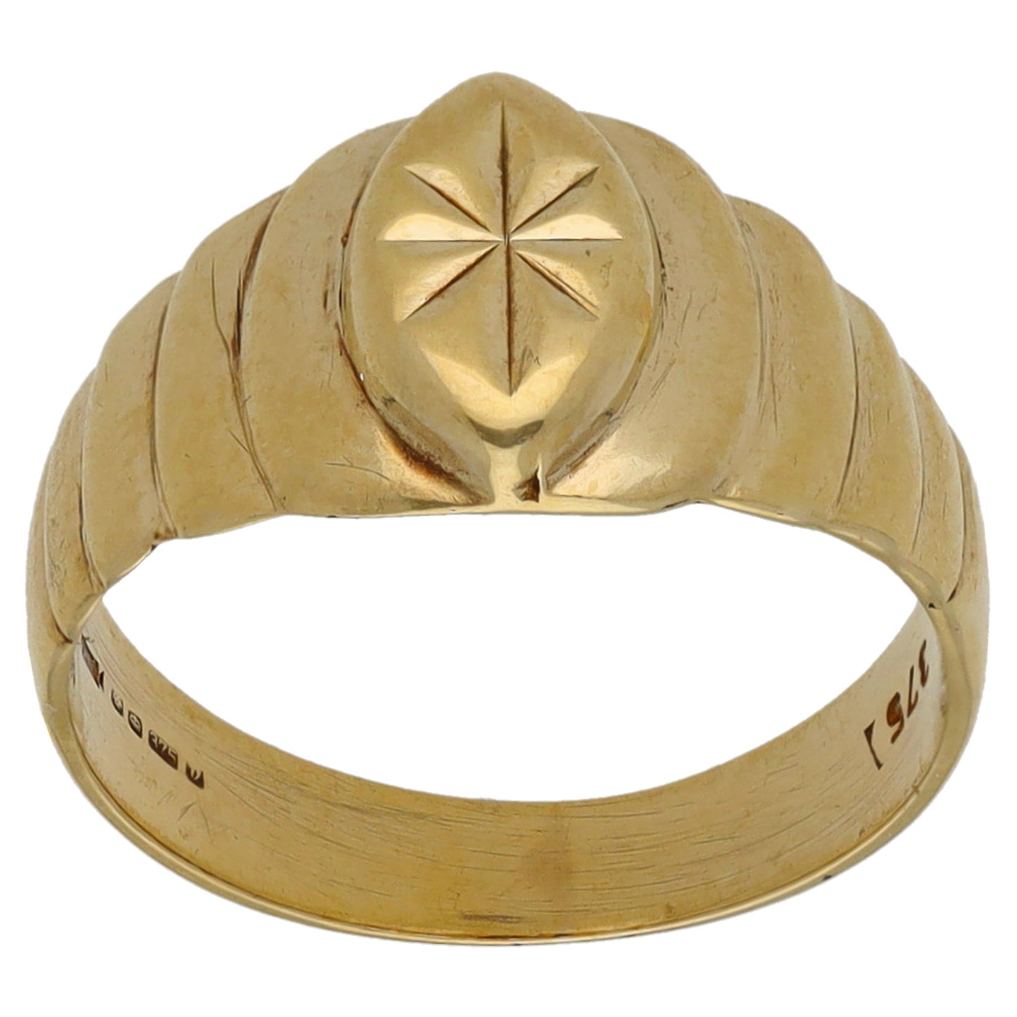 9ct Gold Patterned Signet Ring Size N