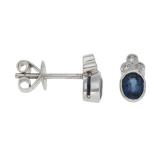 14ct White Gold Sapphire & Cubic Zirconia Stud Earrings