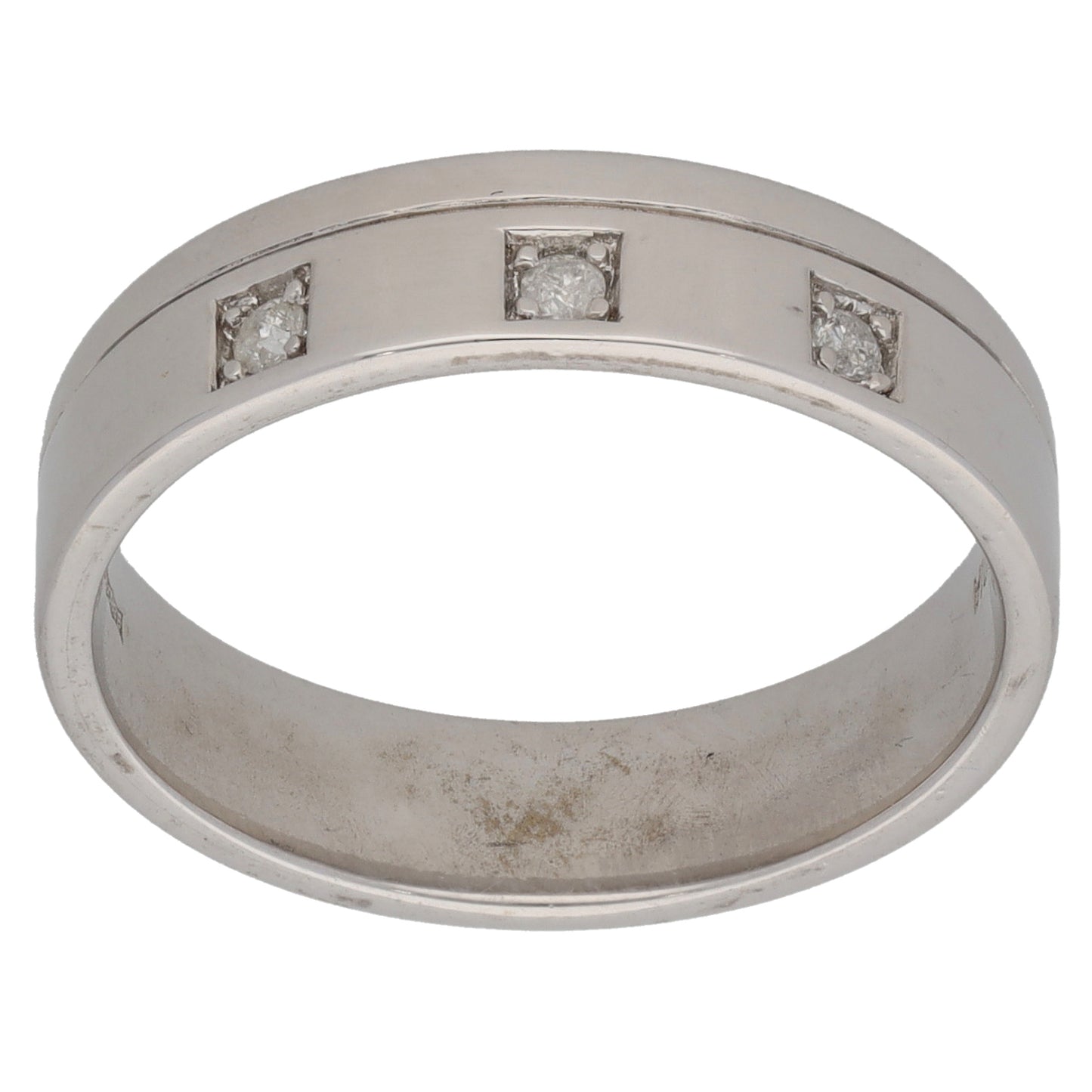 9ct White Gold 0.06ct Diamond Patterned Wedding Ring Size Q