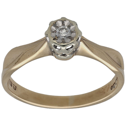 9ct Gold 0.04ct Diamond Solitaire Ring Size K