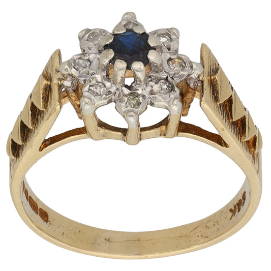 9ct Gold 0.04ct Diamond & Sapphire Dress/Cocktail Ring Size M