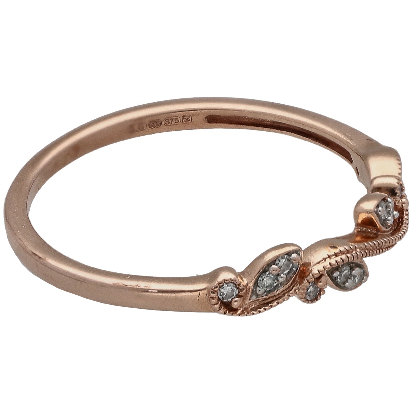 9ct Rose Gold 0.06ct Diamond Half Eternity Ring Size P