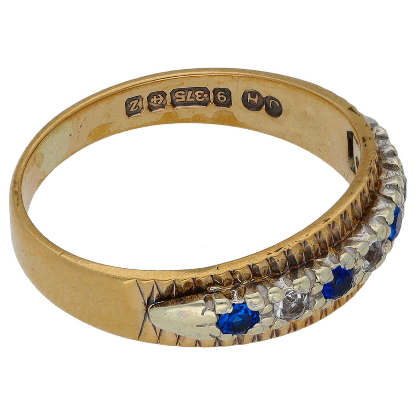 9ct Gold Imitation Gems Half Eternity Ring Size K