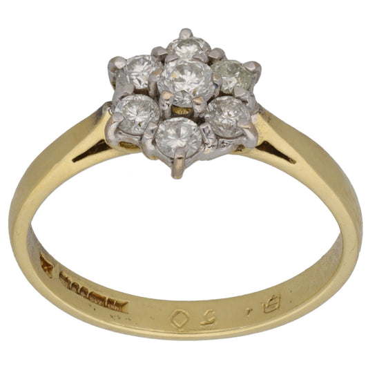 18ct Gold 0.50ct Diamond Cluster Ring Size N