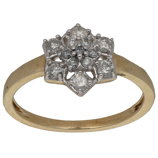 9ct Gold 0.275ct Diamond Cluster Ring Size L