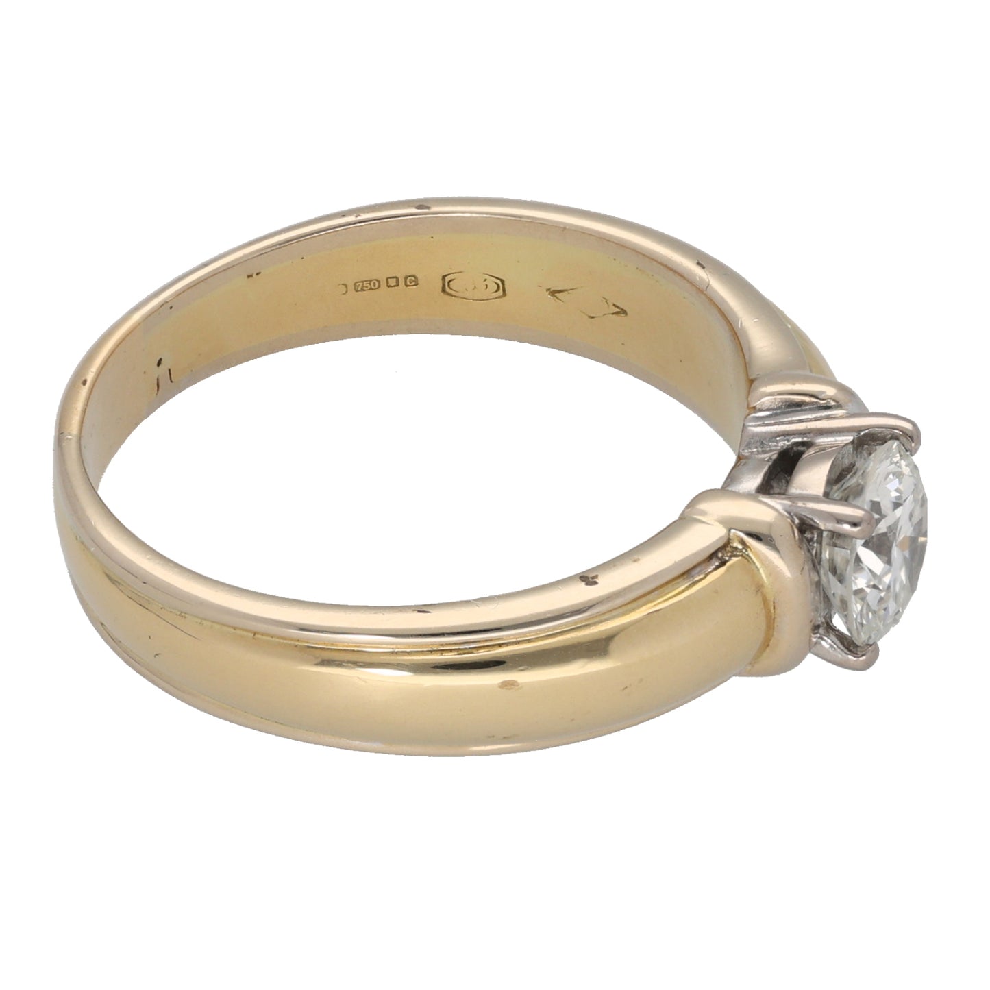 18ct Gold 0.85ct Diamond Solitaire Ring Size T