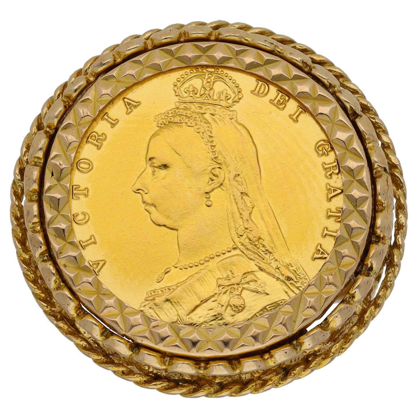 9ct Gold Half Sovereign Coin Ring Size R