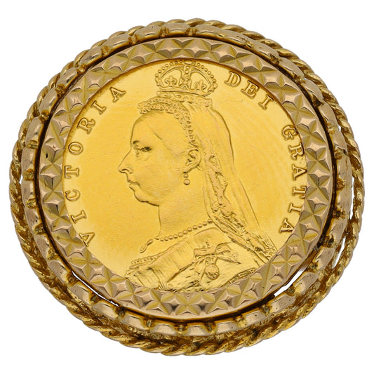 9ct Gold Half Sovereign Coin Ring Size R