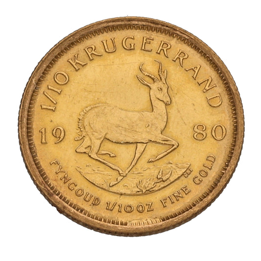 22ct Gold 1/10 OZ Krugerrand Coin 1980