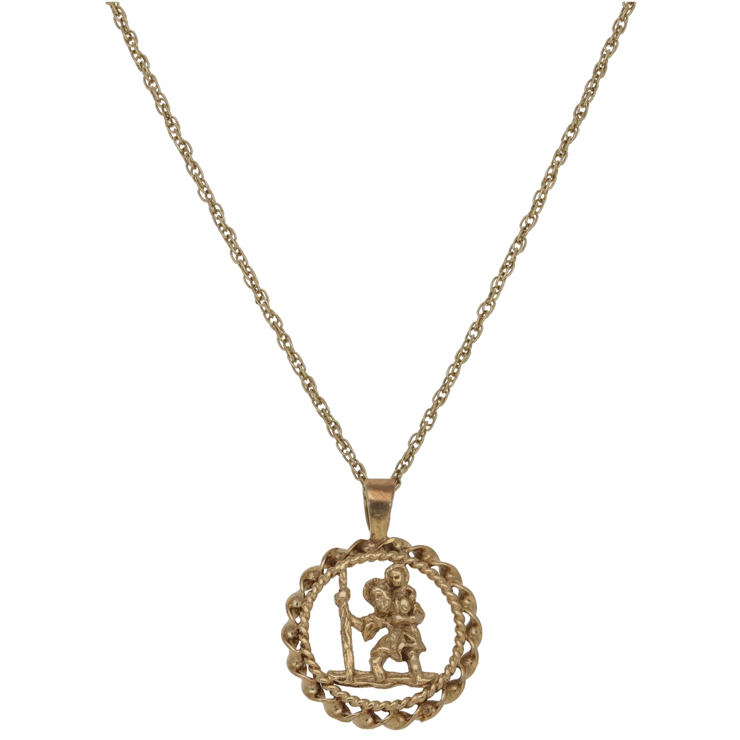9ct Gold St Christopher Pendant With Chain