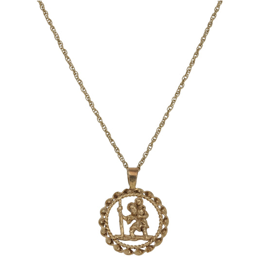 9ct Gold St Christopher Pendant With Chain