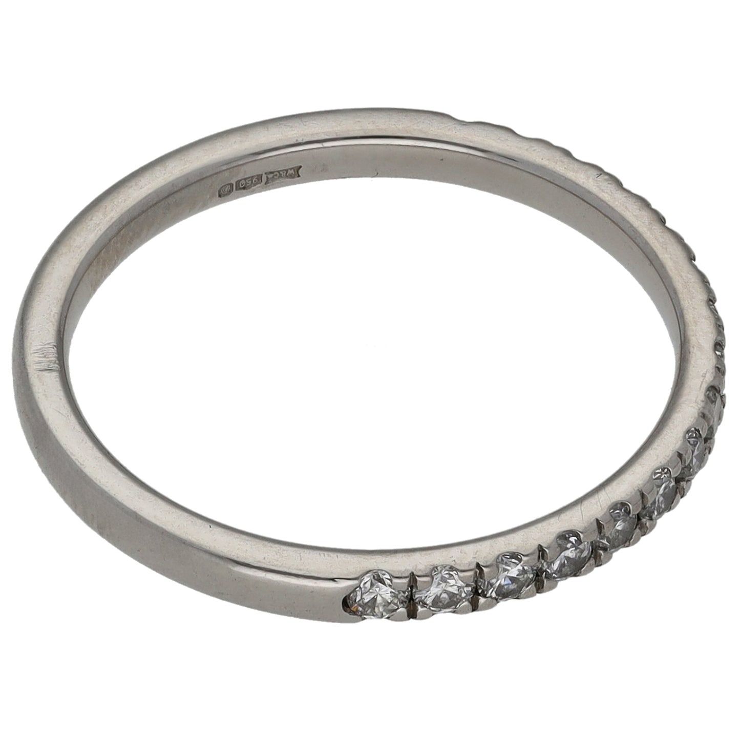 Platinum 0.48ct Diamond Half Eternity Ring Size N