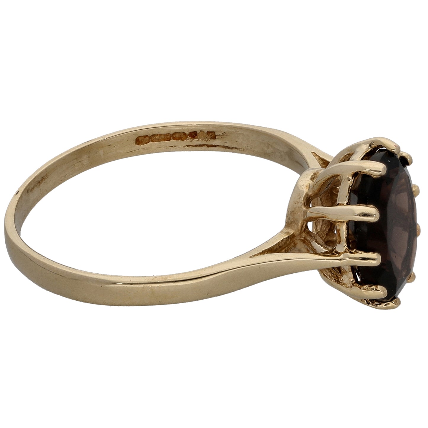 9ct Gold Smoky Quartz Single Stone Ring Size P