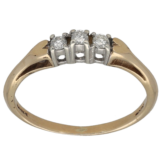 9ct Gold 0.12ct Diamond Trilogy Ring Size M