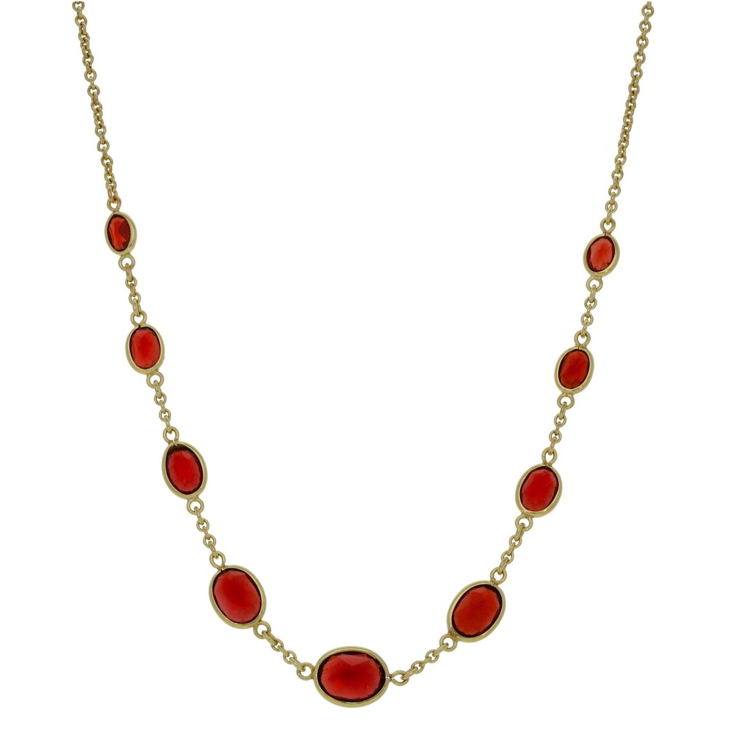 9ct Gold Garnet Fancy Necklace 14"