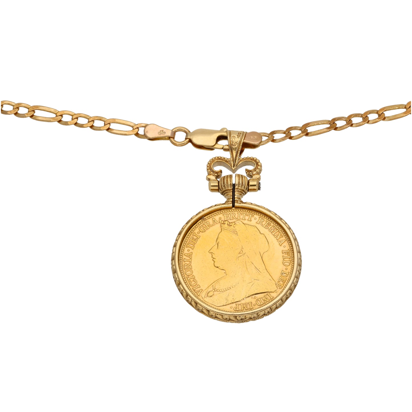 9ct Gold Full Sovereign Coin Pendant With Chain