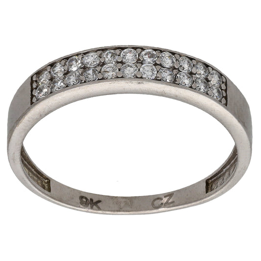 9ct White Gold Cubic Zirconia Half Eternity Ring Size R