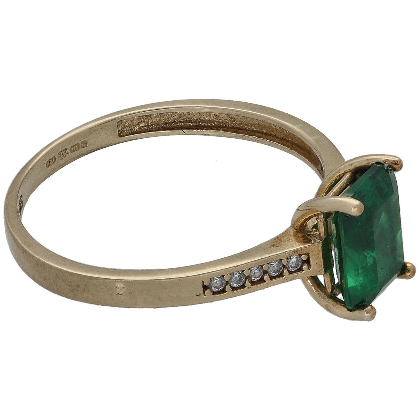 9ct Gold Imitation Gems Single Stone Ring With Accents Size Q