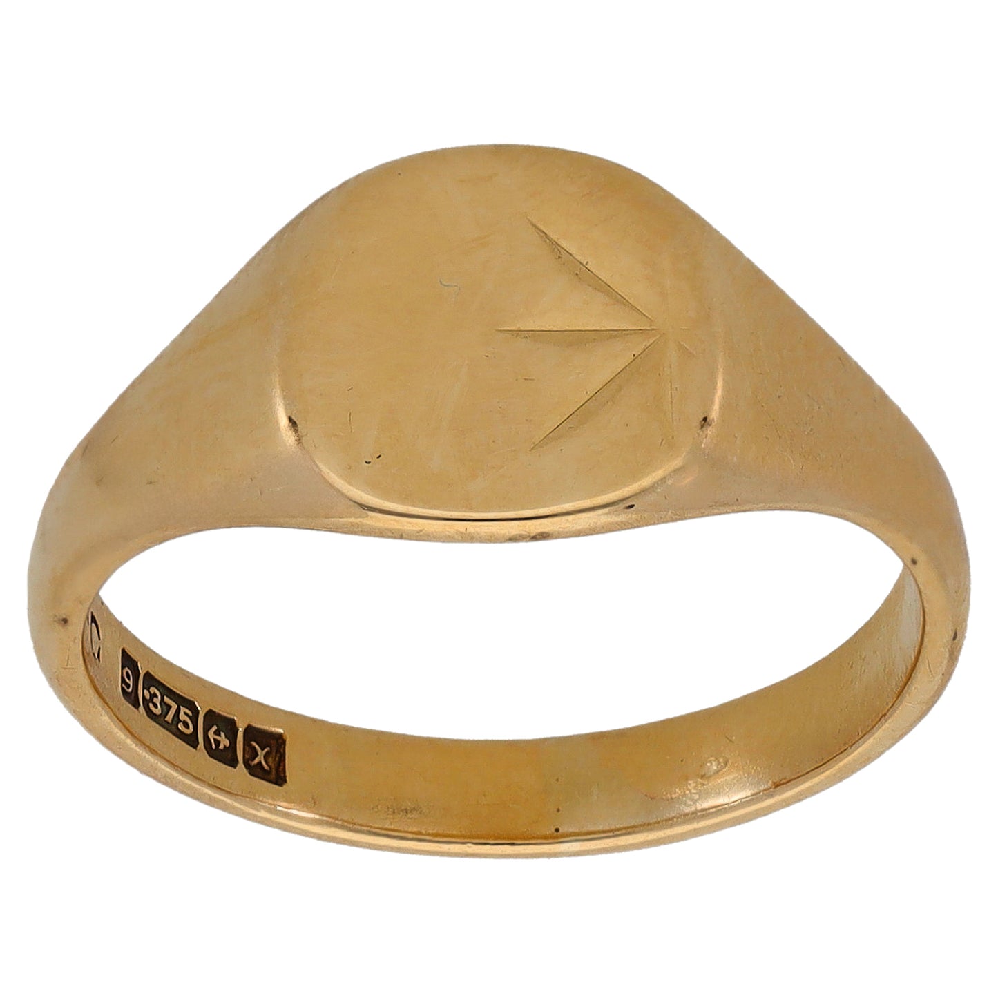 9ct Gold Patterned Signet Ring Size P