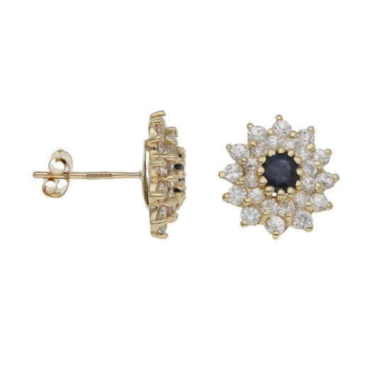 9ct Gold Sapphire & Cubic Zirconia Dress/Cocktail Earrings