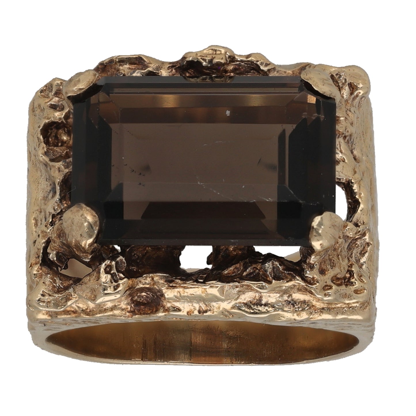 9ct Gold Smoky Quartz Single Stone Ring Size M