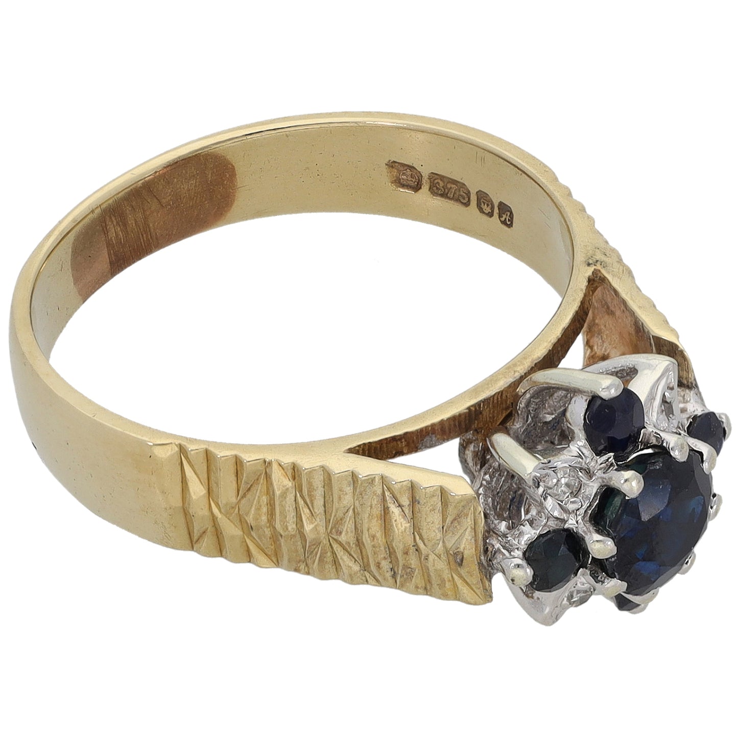 9ct Gold 0.02ct Diamond & Sapphire Dress/Cocktail Ring Size N