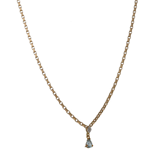 9ct Gold Topaz & 0.01ct Diamond Dress/Cocktail Pendant With Chain