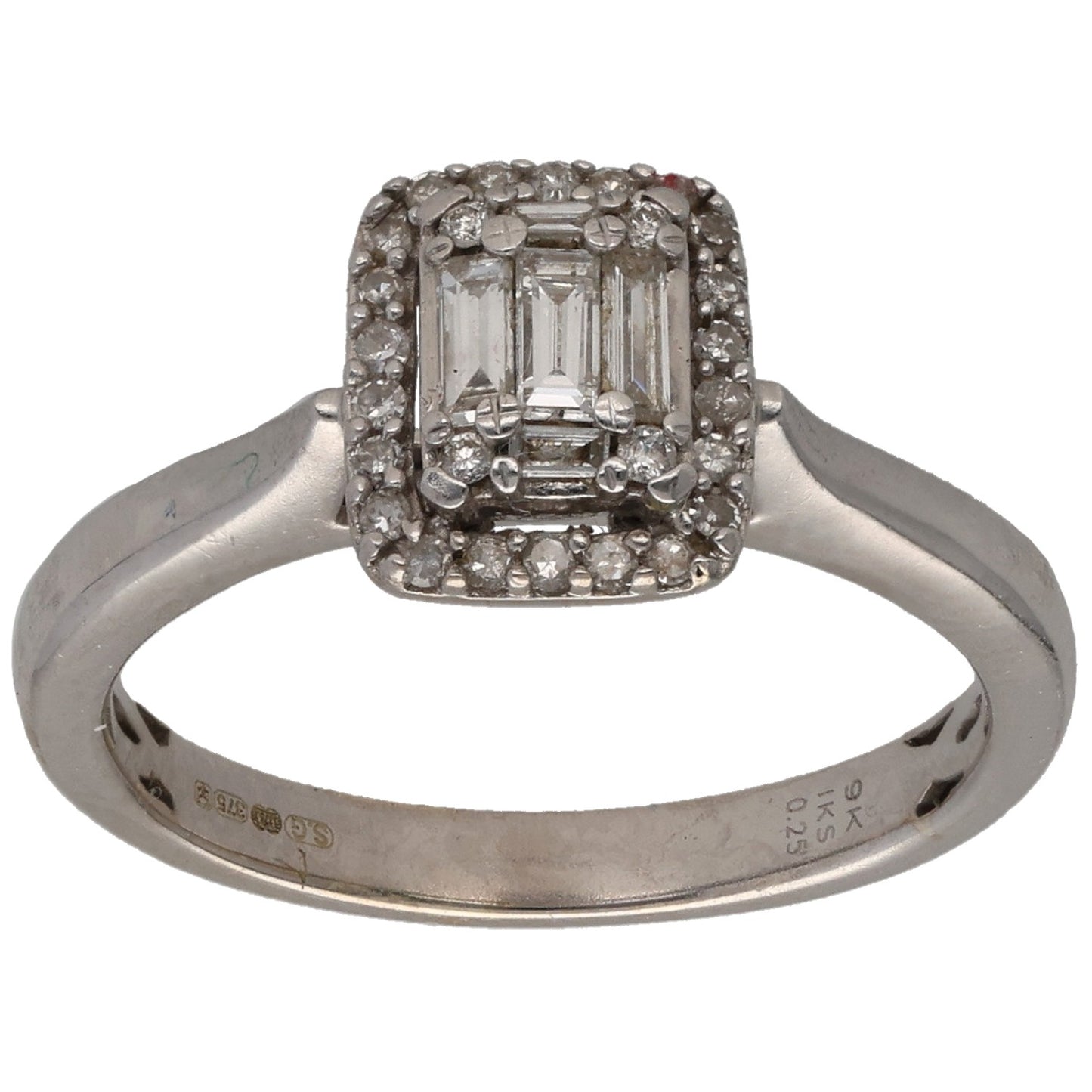 9ct White Gold 0.30ct Diamond Dress/Cocktail Ring Size L