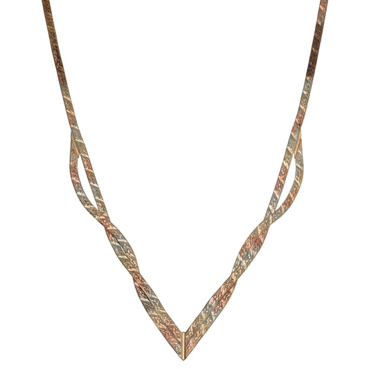 9ct Tricolour Gold Herringbone Chain 18"