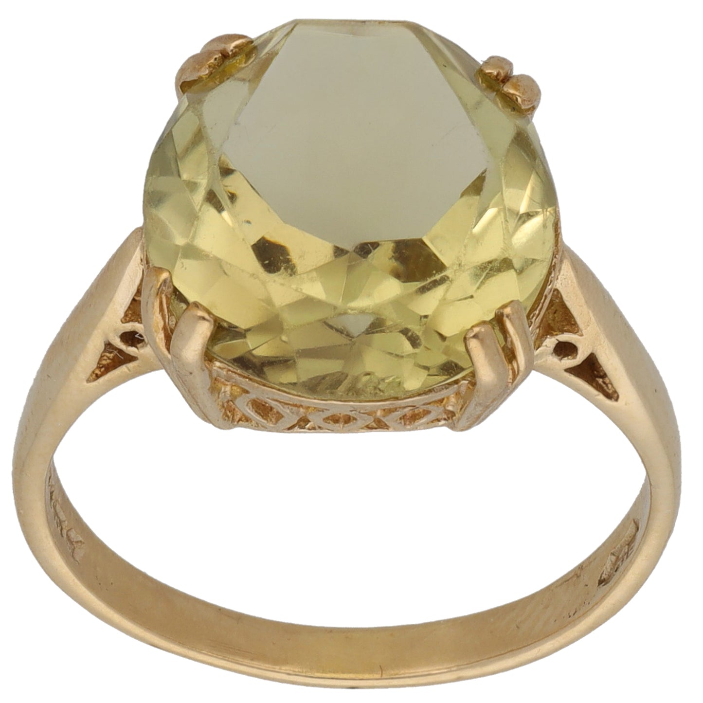 9ct Gold Citrine Single Stone Ring Size P