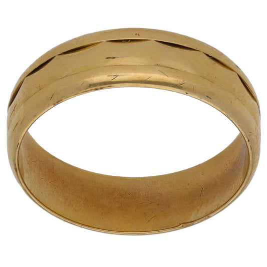 9ct Gold Patterned Wedding Ring Size O