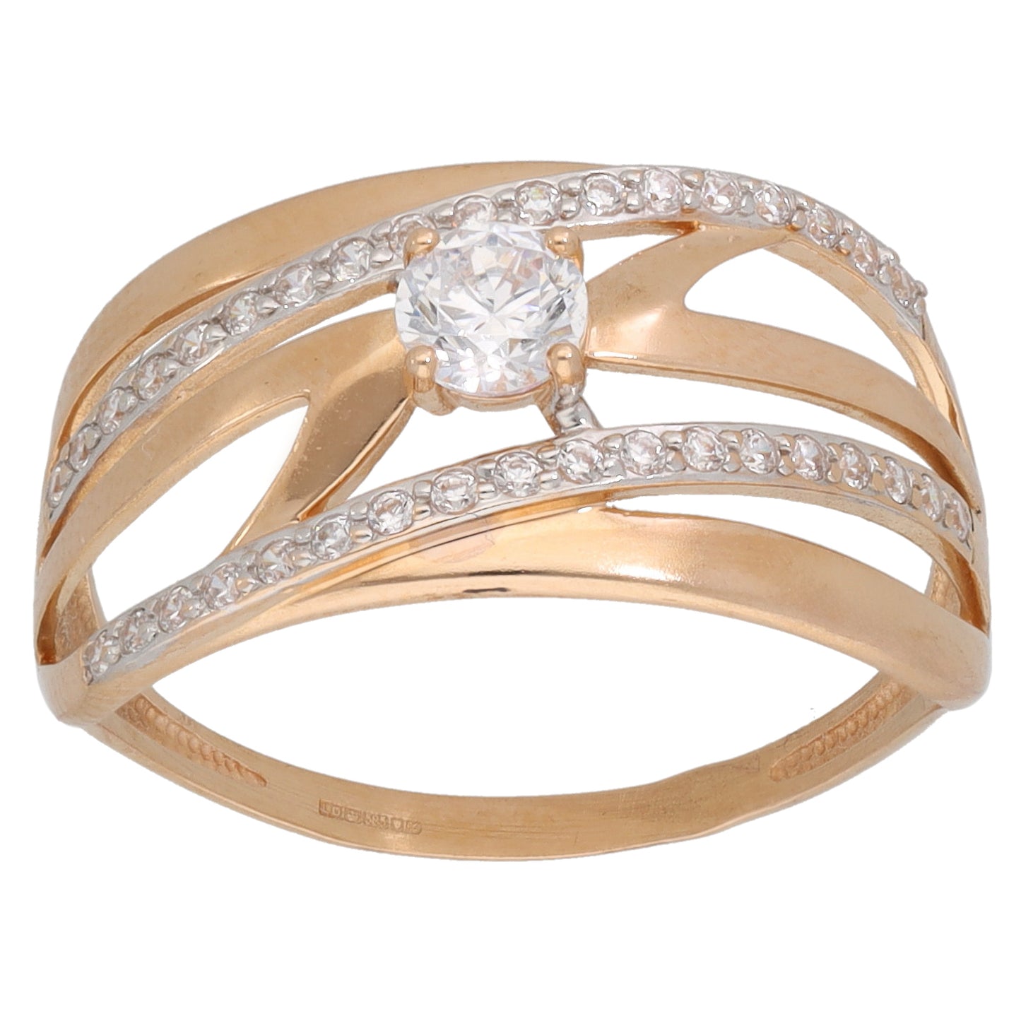 14ct Gold Cubic Zirconia Dress/Cocktail Ring Size P