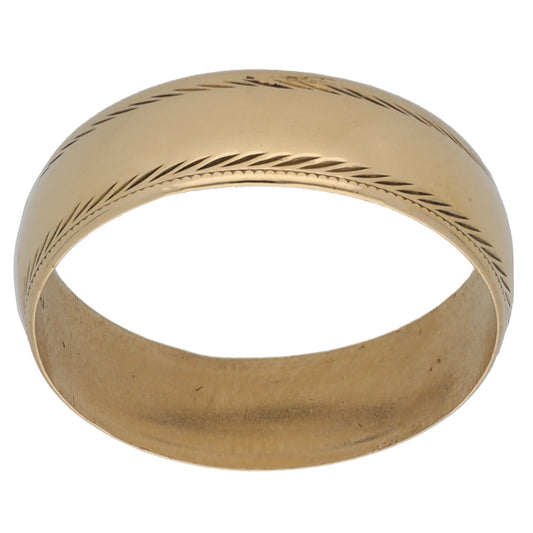 9ct Gold Patterned Wedding Ring Size R