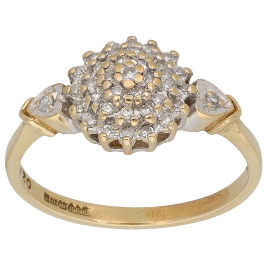9ct Gold 0.20ct Diamond Cluster Ring Size M