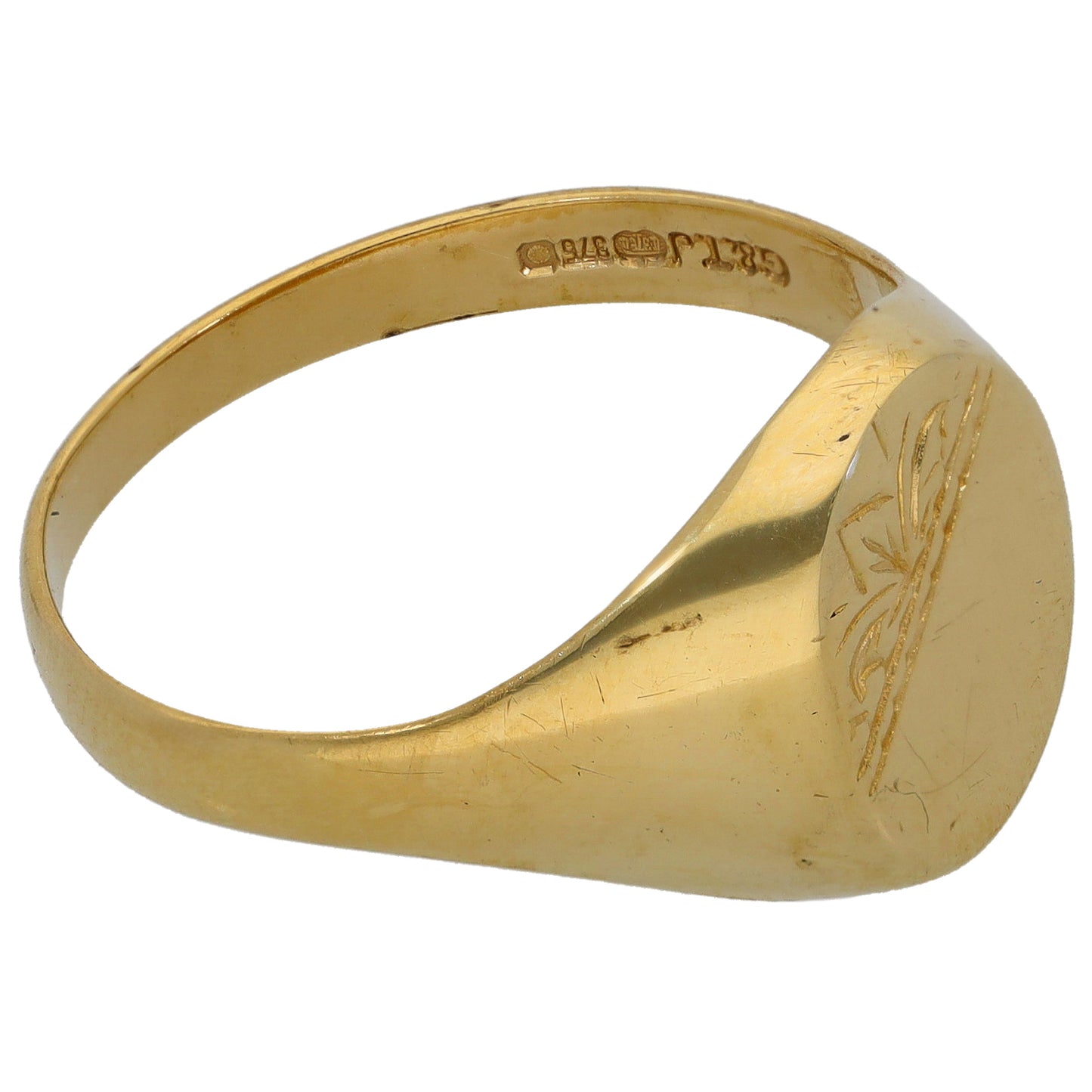 9ct Gold Patterned Signet Ring Size W
