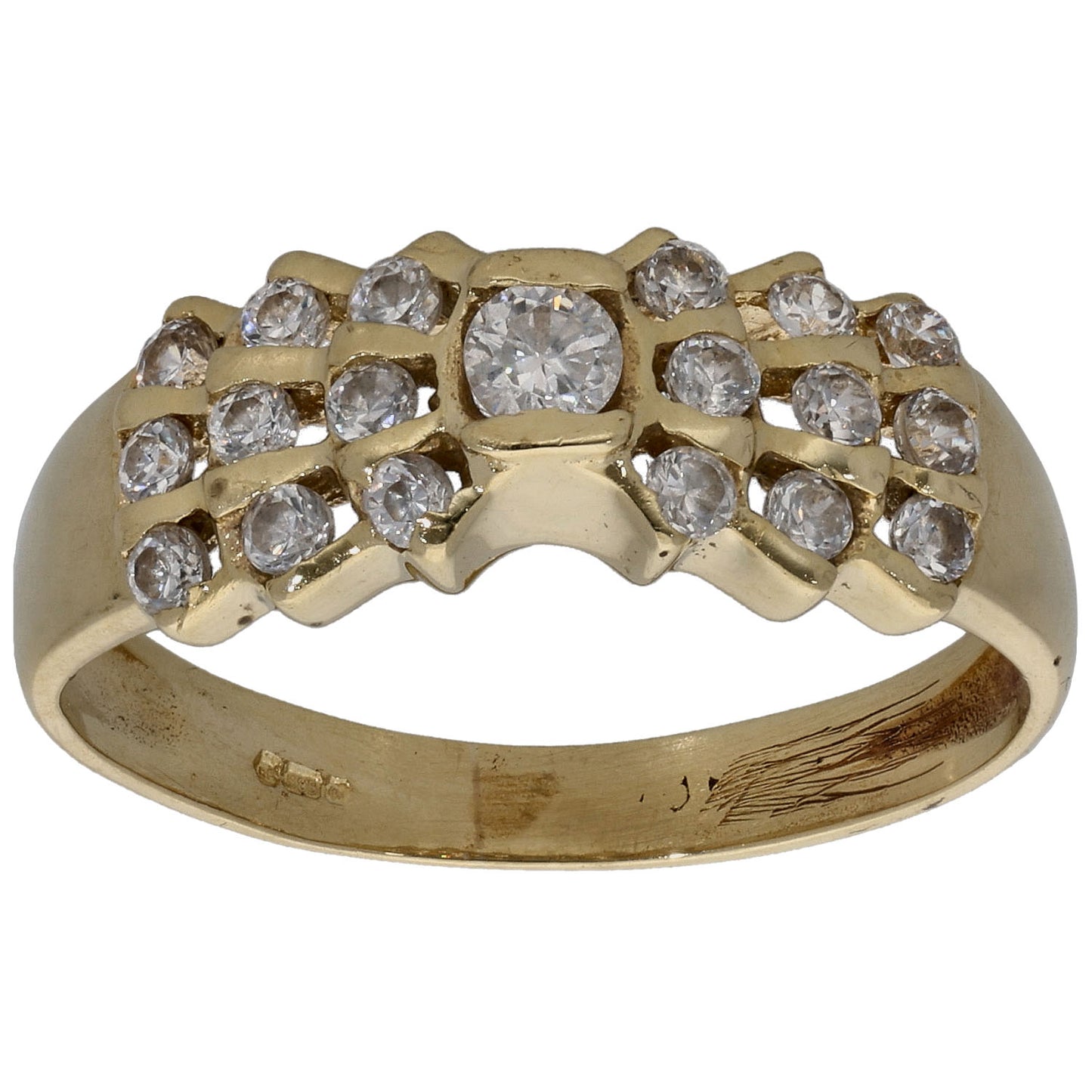 9ct Gold Cubic Zirconia Dress/Cocktail Ring Size N