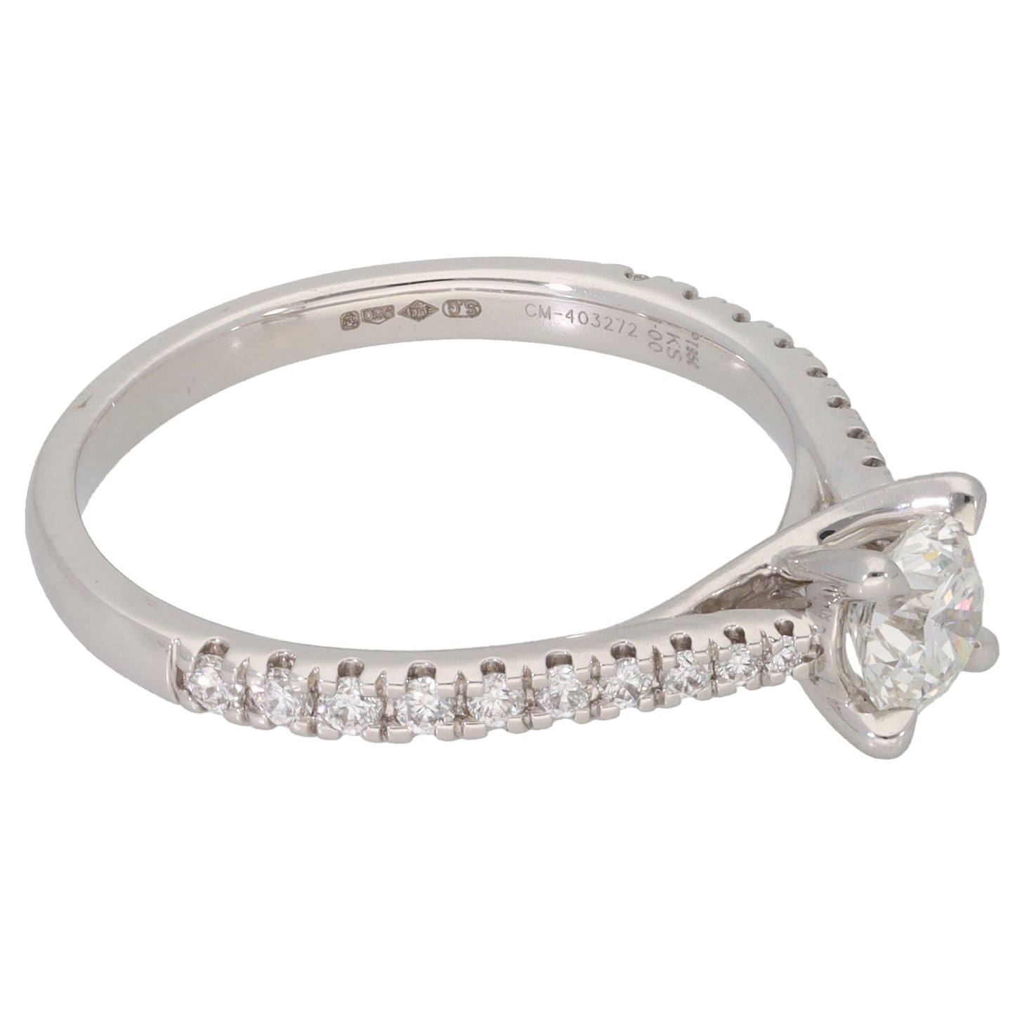 Platinum 1.00ct Diamond Solitaire Ring With Accent Stones Size S