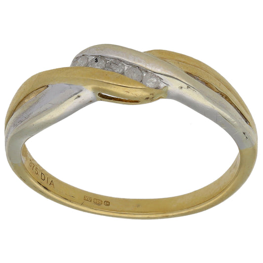 9ct Bi-Colour Gold 0.05ct Diamond Dress/Cocktail Ring Size M