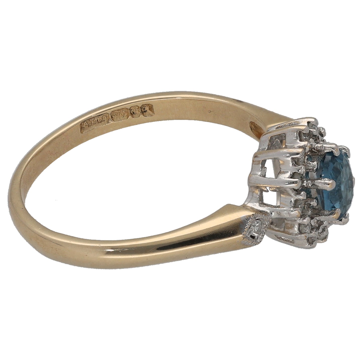 9ct Gold 0.07ct Diamond & Topaz Dress/Cocktail Ring Size N