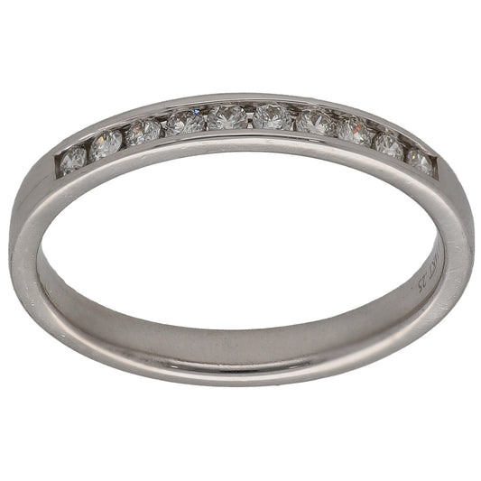 White gold half-eternity ring with round diamond row across the top.