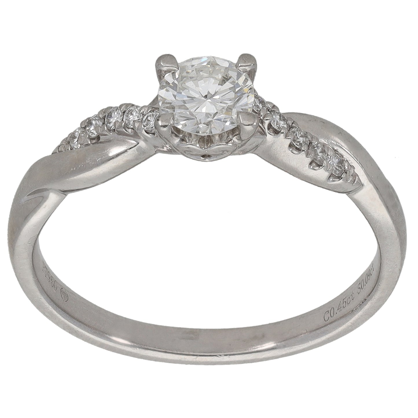 Platinum 0.54ct Diamond Solitaire Ring With Accent Stones Size Q