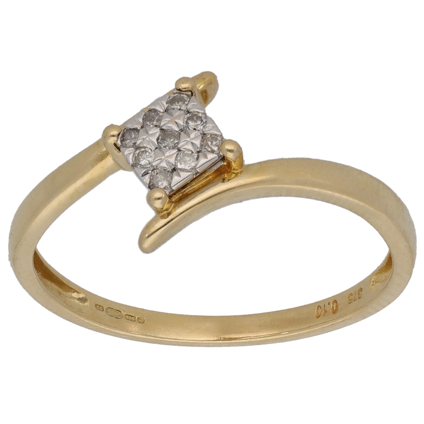 9ct Gold 0.10ct Diamond Cluster Ring Size R