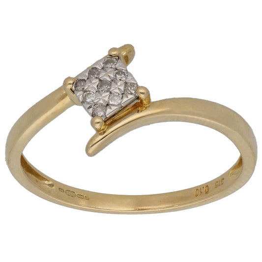 9ct Gold 0.10ct Diamond Cluster Ring Size R