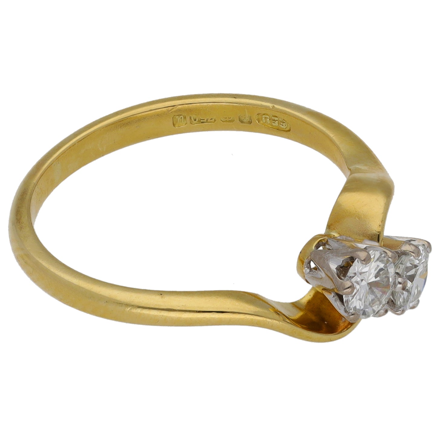 18ct Gold 0.40ct Diamond Two Stone Ring Size M