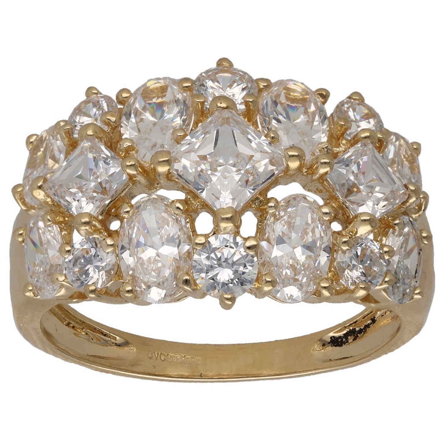 14ct Gold Cubic Zirconia Dress/Cocktail Ring Size T