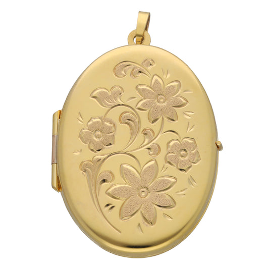 9ct Gold Patterned Locket Pendant